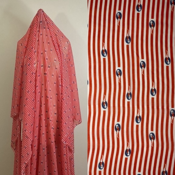 Other - BATHING SUIT LADY RED & WHITE STRIPED SHEER FABRIC 3.6 Metres 58”X142”